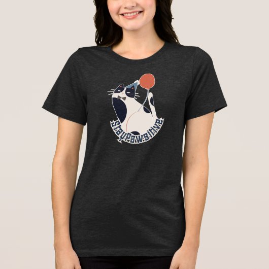 Blijf Positief Dames Tri-blend Tuxedo Kat Verjaard Shirt (Voorkant)