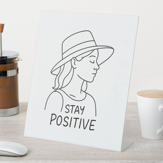 Blijf positief en straal optimisme en kracht uit reclamebord met voetstuk (Insitu)