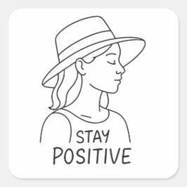 Blijf positief en straal optimisme en kracht uit vierkante sticker