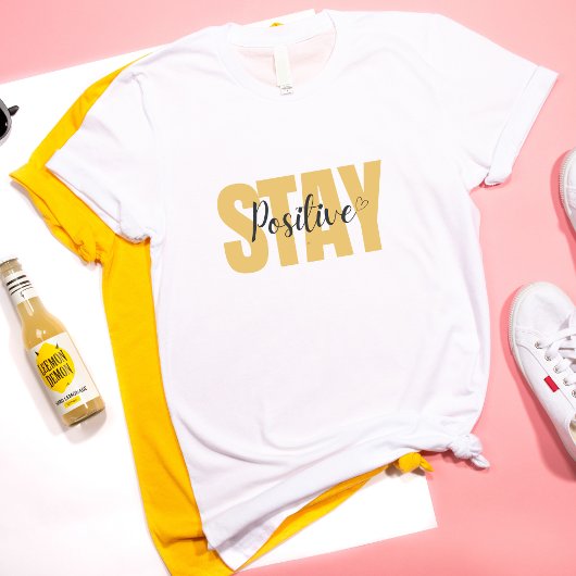 Blijf positief geel Inspirerend voor goede vibes T-shirt
