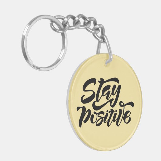 Blijf positief geel sleutelhanger (Voorkant Links)