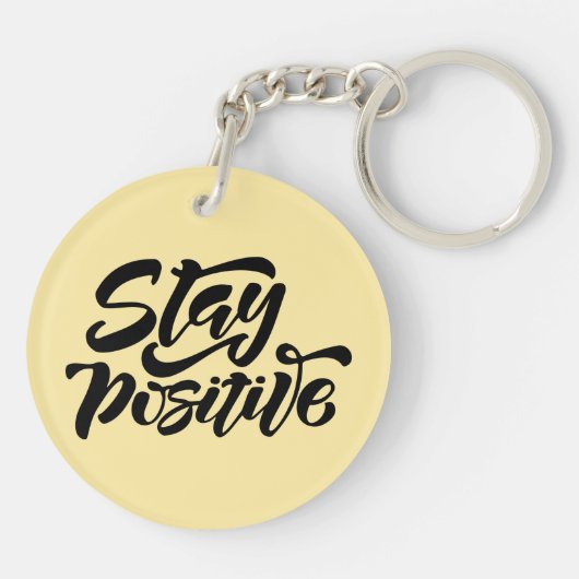 Blijf positief geel sleutelhanger (Achterkant)