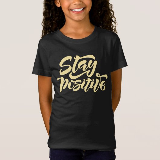 Blijf positief geel t-shirt (Voorkant)