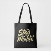 Blijf positief geel tote bag (Voorkant)