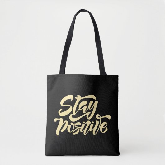 Blijf positief geel tote bag (Voorkant)