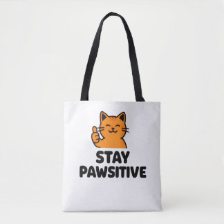 blijf positief Ginger kat Boodschappentas Tote Bag