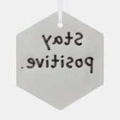 Blijf positief glas ornament (Achterkant)