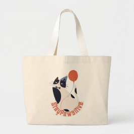 Blijf Positief Jumbo Tuxedo Kat Verjaardagsfeestje Grote Tote Bag