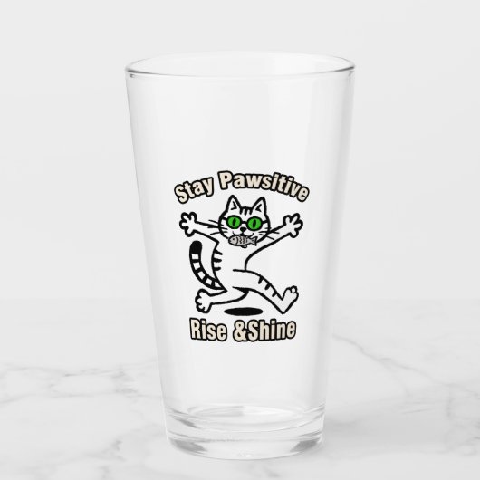 Blijf Positief Kat Glas (Voorkant)