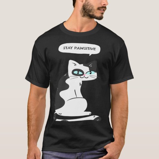 Blijf Positief Kat Meme Grafisch T-shirt (Voorkant)