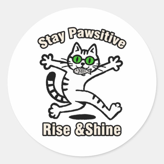 Blijf Positief Kat Ronde Sticker (Voorkant)