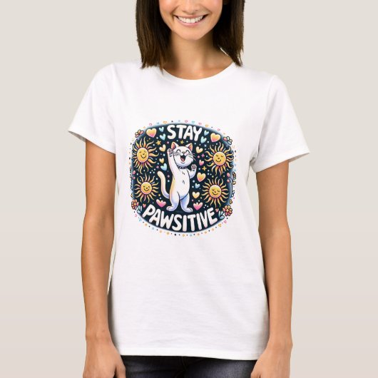 Blijf Positief Kat T-shirt (Voorkant)