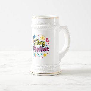 Blijf Positief Kleurrijke Sticker Bierpul