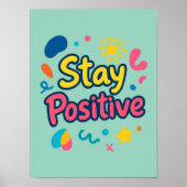 Blijf Positief Kleurrijke Sticker Poster (Voorkant)