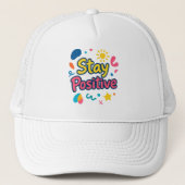 Blijf Positief Kleurrijke Sticker Trucker Pet (Voorkant)