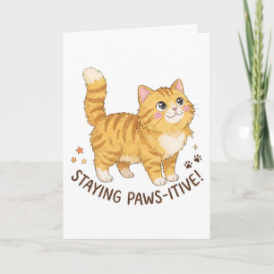 Blijf Positief Knuffel Oranje Tabby Poesje Kaart