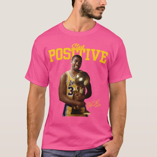 Blijf positief Magic Johnson Handtekening T-shirt (Voorkant)