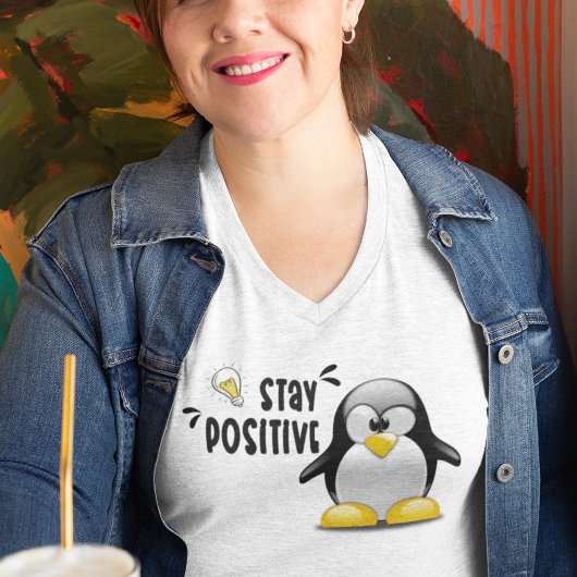 Blijf positief met Cute Funny Penguin Cartoon Grote Maat T-shirt