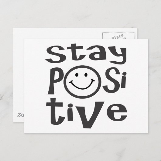 Blijf positief met een blij gezicht briefkaart (Voorkant / Achterkant)