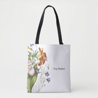 Blijf positief Mindset  Flower Canvas tas