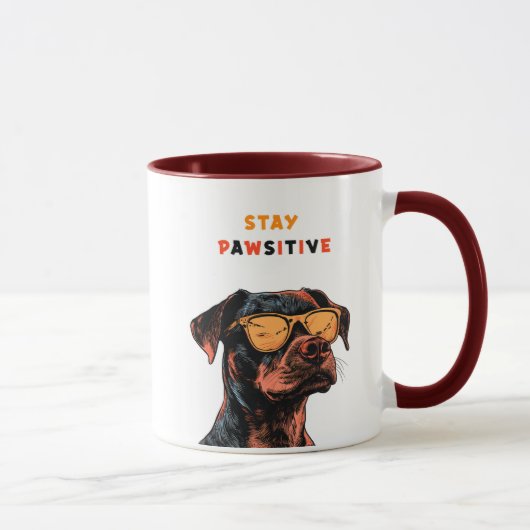 Blijf Positief Mok – Coole Hond met Zonnebril Illu (Rechts)