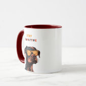 Blijf Positief Mok – Coole Hond met Zonnebril Illu (Voorkant links)
