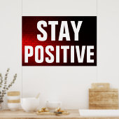 Blijf positief Motivatie rode wand Poster (Keuken)