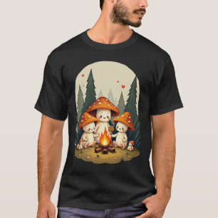 Blijf Positief Of Niet Paddenstoel Kampvuur Retro T-shirt
