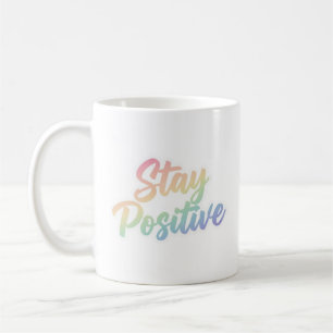 Blijf Positief Pastel Regenboog Typografie Ontwerp Koffiemok