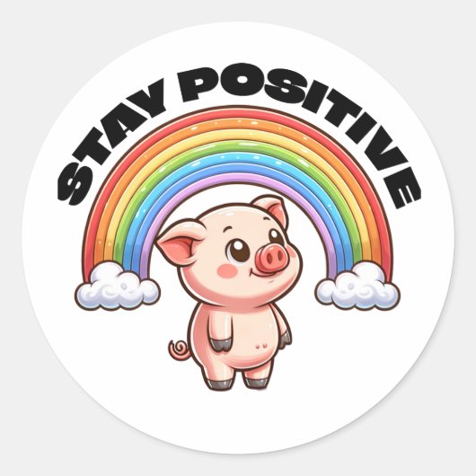 Blijf positief Rainbow Pig Sticker ontwerp (Voorkant)