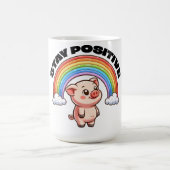 Blijf positief Rainbow Pig Sticker ontwerp Koffiemok (Center)