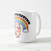 Blijf positief Rainbow Pig Sticker ontwerp Koffiemok (Voorkant rechts)