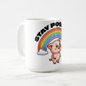 Blijf positief Rainbow Pig Sticker ontwerp Koffiemok (Voorkant links)