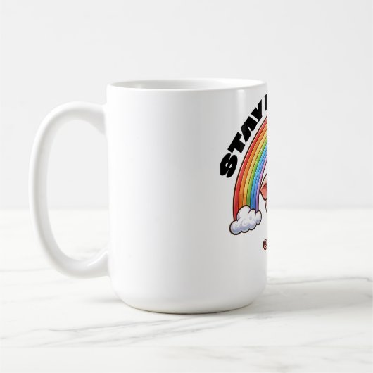 Blijf positief Rainbow Pig Sticker ontwerp Koffiemok (Links)