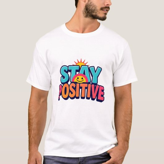 Blijf positief Rainbow Smiley Face T-shirt (Voorkant)