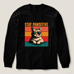 Blijf Positief Retro Kattenontwerp Tri-Blend Shirt