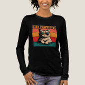 Blijf Positief Retro Kattenontwerp Tri-Blend Shirt (Voorkant)
