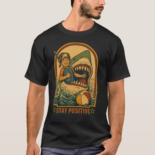 Blijf Positief retro T-shirt (Voorkant)