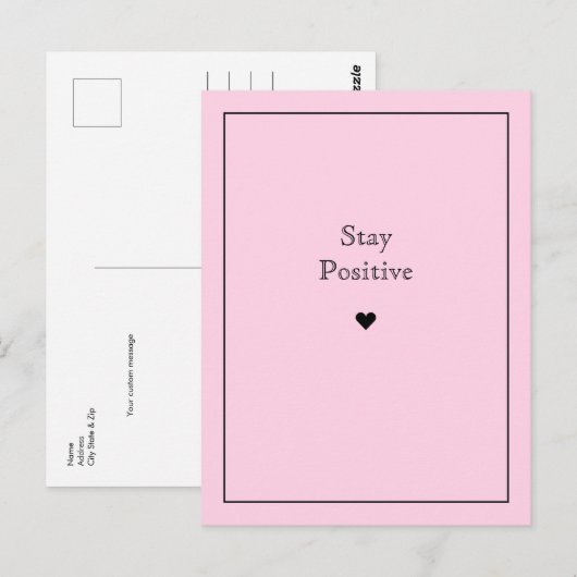 Blijf positief roze briefkaart (Voorkant / Achterkant)