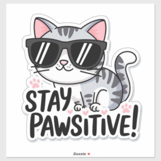 Blijf positief! Schattigee Cat Sticker – Fun en En