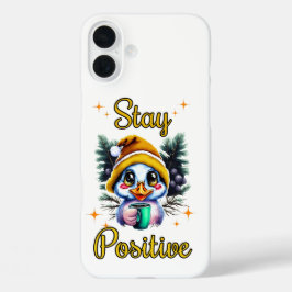 Blijf positief - Schattigee hondenkoffieliefhebber iPhone 16 Plus Hoesje