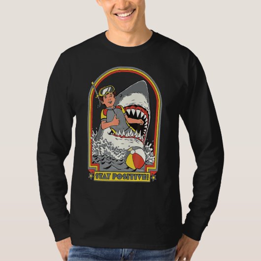 Blijf positief Shark Attack  Retro Comedy T-shirt (Voorkant)