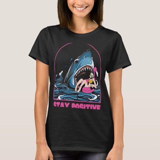 Blijf positief Shark Beach T-shirt (Voorkant)