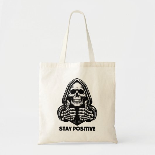 "Blijf positief" Skelet duimt op Canvas tas (Voorkant)