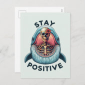 Blijf positief - Skelet en Whale Feestdagenkaart (Voorkant / Achterkant)