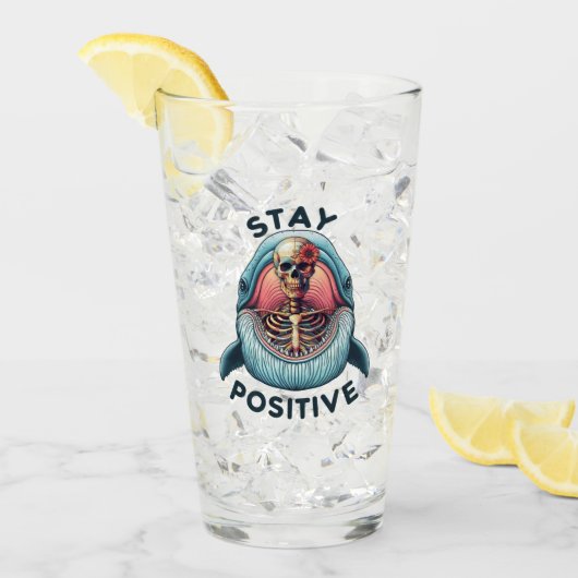 Blijf positief - Skelet en Whale Glas (Voorkant ijs)