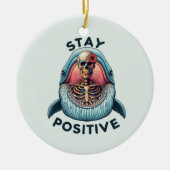 Blijf positief - Skelet en Whale Keramisch Ornament (Voorkant)