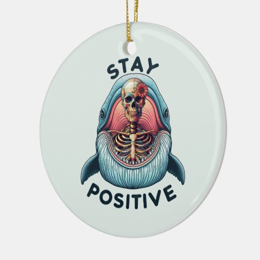 Blijf positief - Skelet en Whale Keramisch Ornament (Links)
