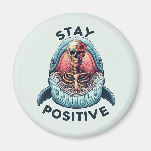 Blijf positief - Skelet en Whale Magneet (Voorkant)