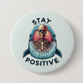 Blijf positief - Skelet en Whale Ronde Button 7,6 Cm (Voorkant)